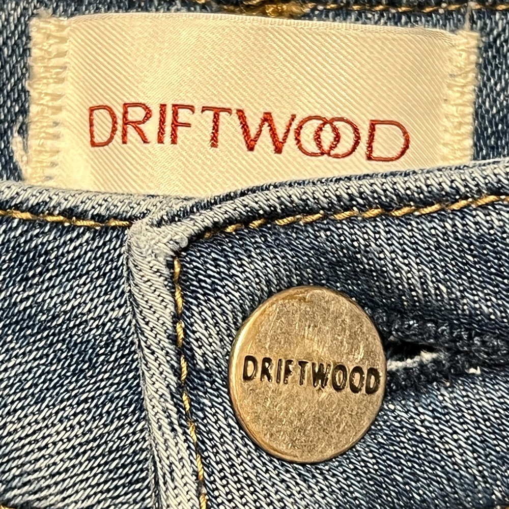 Driftwood "Colette" Straight Cropped Jeans with Embroidered Aztec cuff Sz 28 - Picture 4 of 5